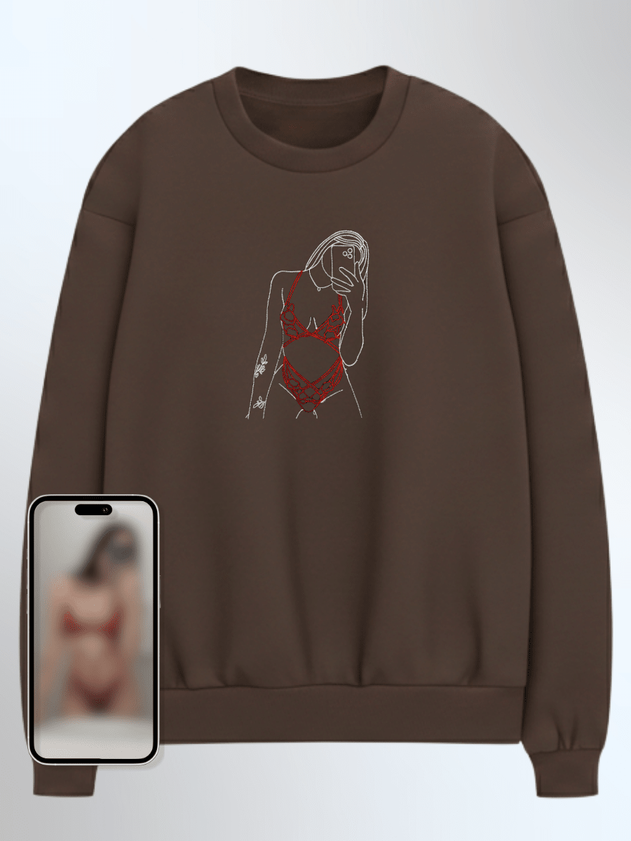 Spicy Custom Embroidered Photo Sweatshirt - Soulmate Customs