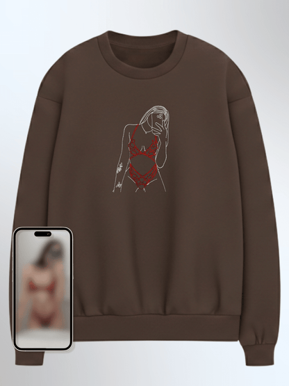 Spicy Custom Embroidered Photo Sweatshirt - Soulmate Customs