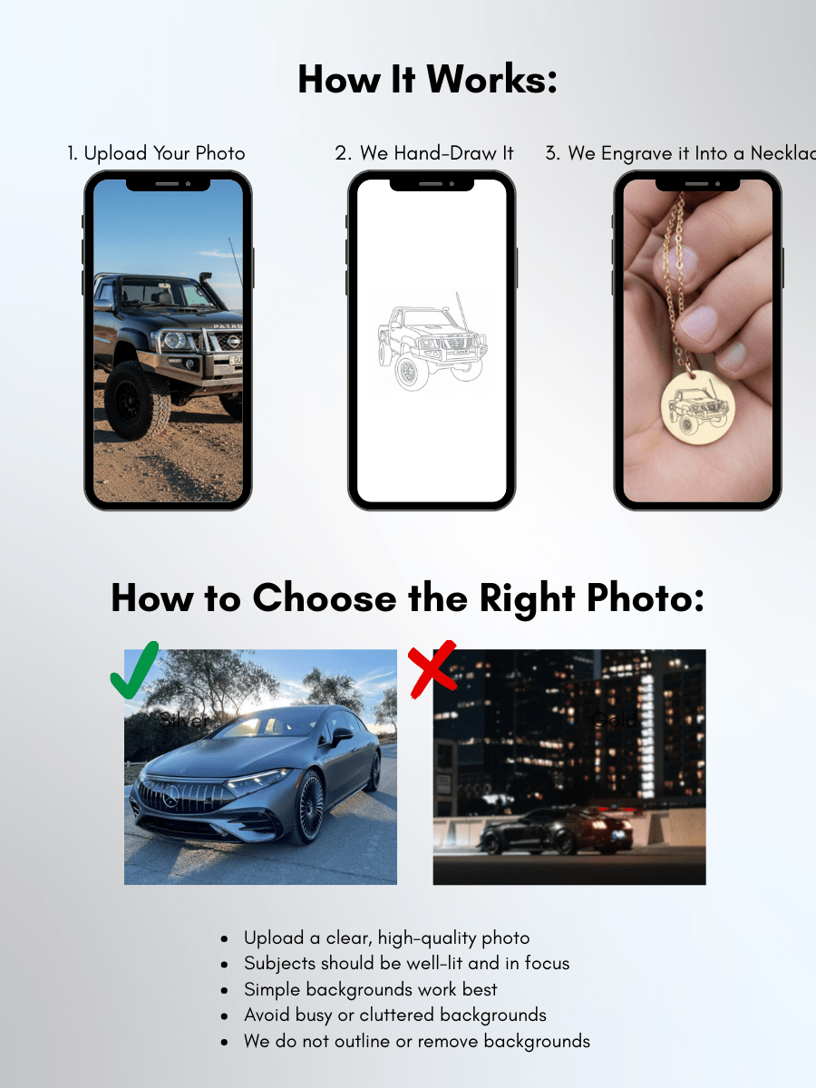 Automobile Custom Engraved Photo Circle Necklace - Soulmate Customs