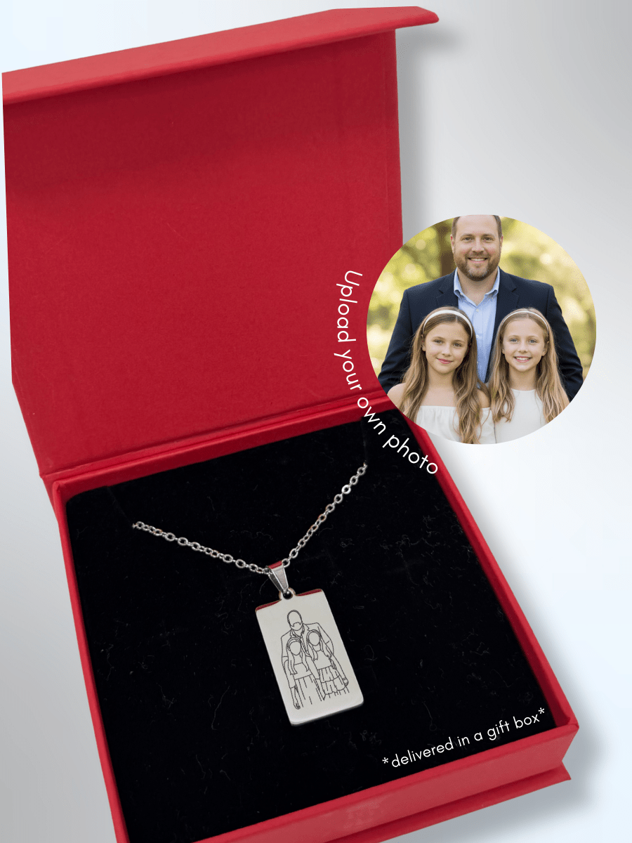 Dad Custom Engraved Photo Tag Necklace - Soulmate Customs