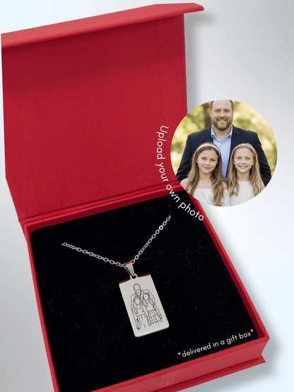 Dad Custom Engraved Photo Tag Necklace - Soulmate Customs