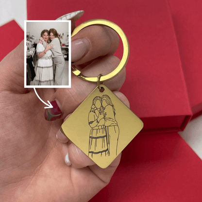 Outlined Mother's Day Square Keychain - Soulmate Customs