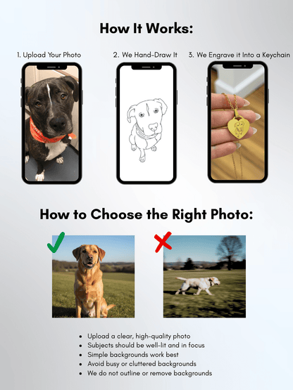 Pet Photo Engraved Heart Necklace - Soulmate Customs