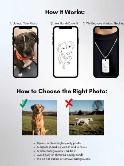 Pet Photo Engraved Tag Necklace - Soulmate Customs