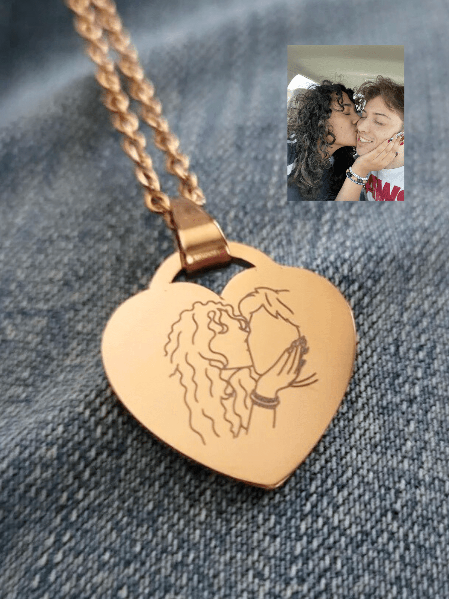 Custom Heart Necklace Photo Outline - Soulmate Customs