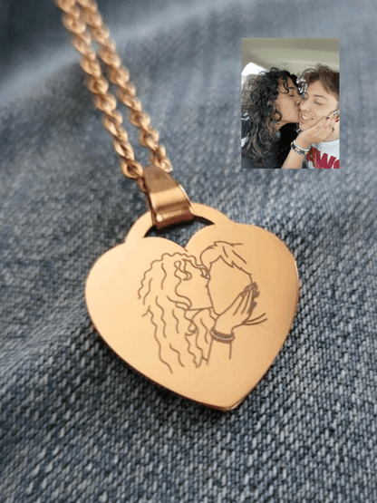 Custom Heart Necklace Photo Outline - Soulmate Customs