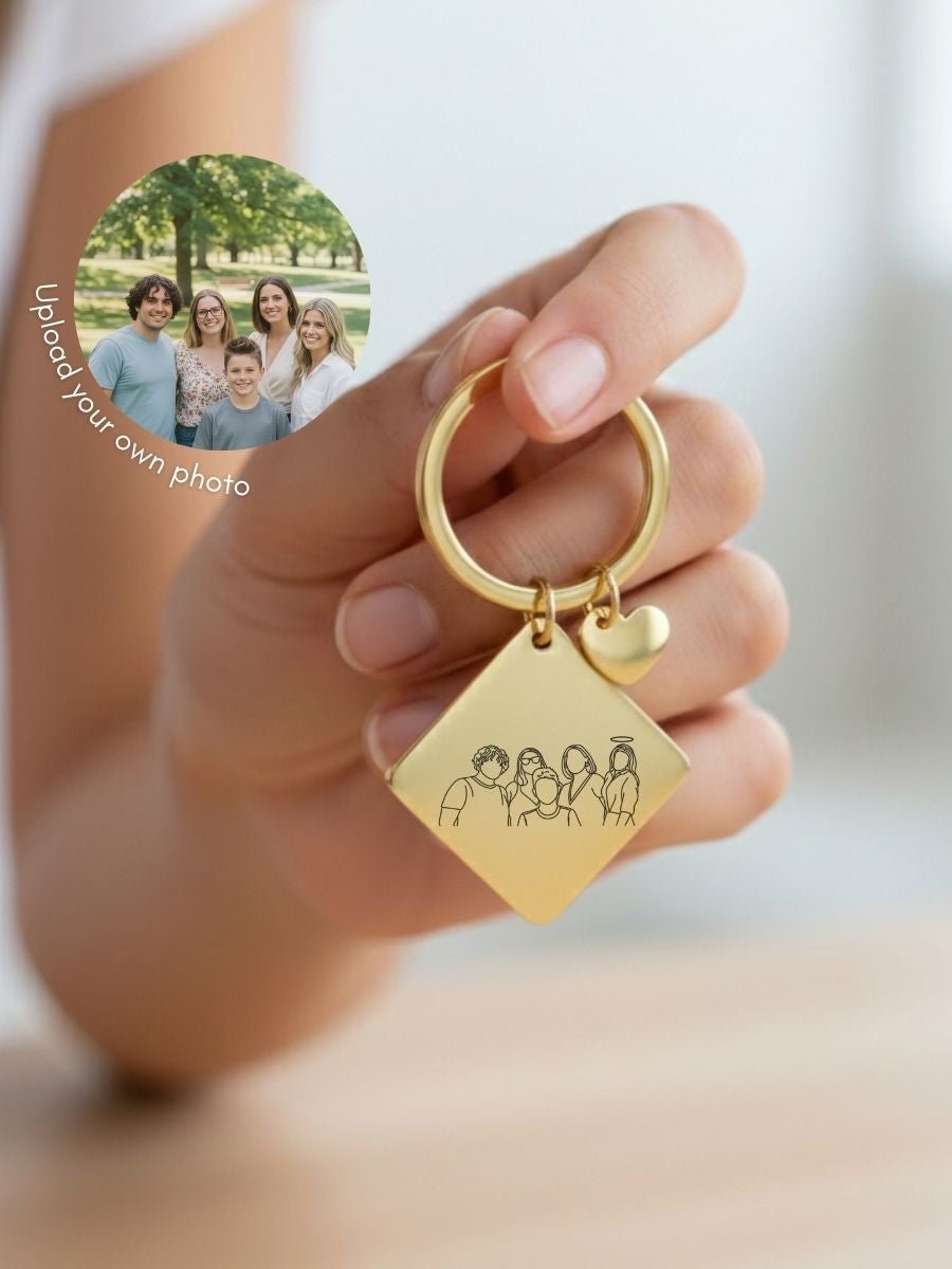 Memorial Custom Engraved Photo Keychain - Soulmate Customs