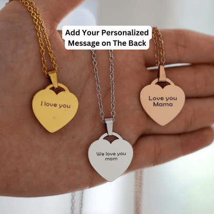 Outlined Mother's Day Heart Necklace - Soulmate Customs