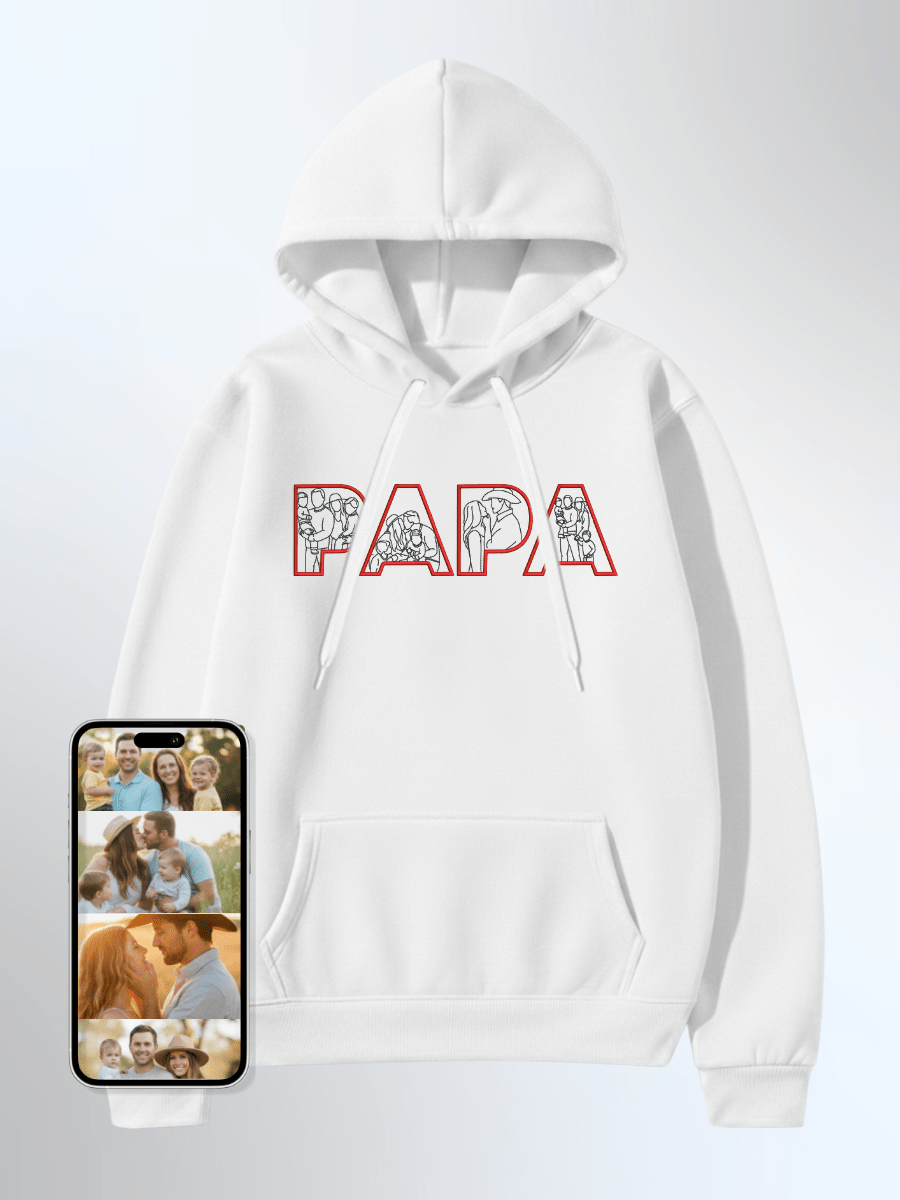 Papa Custom Embroidered Photo Hoodie - Soulmate Customs