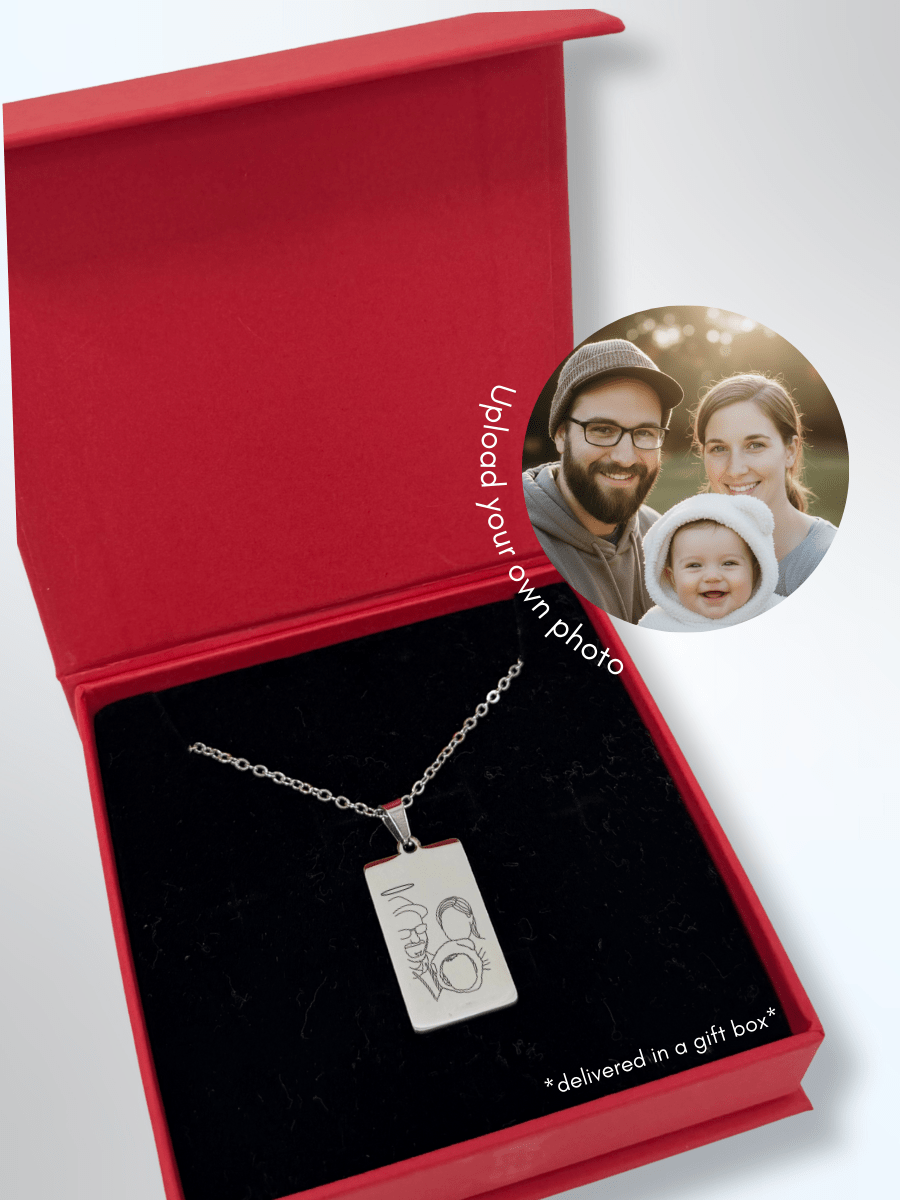 Memorial Custom Engraved Photo Tag Necklace - Soulmate Customs