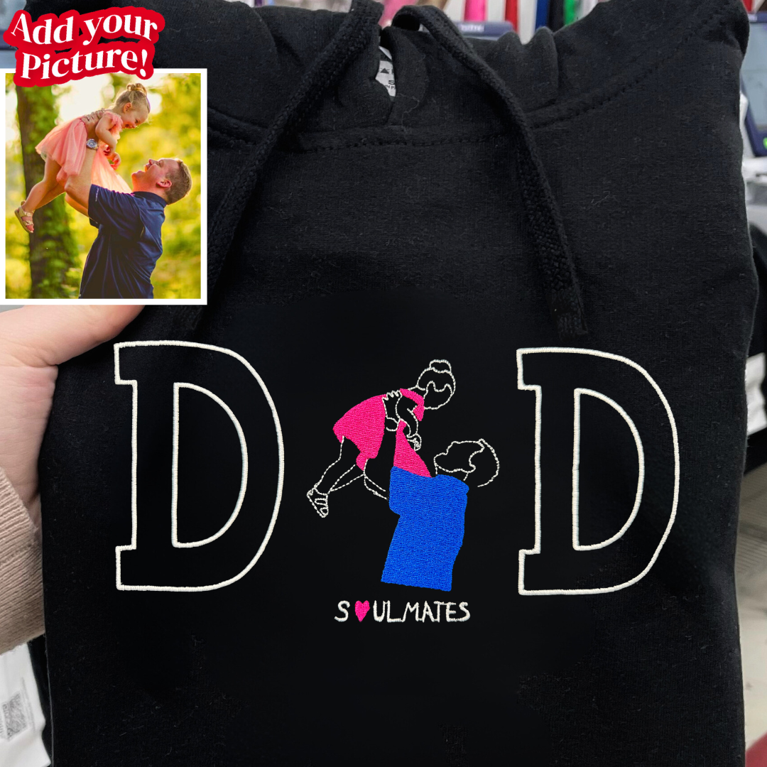 Embroidered "DAD" Outline Hoodie - Soulmate Customs©