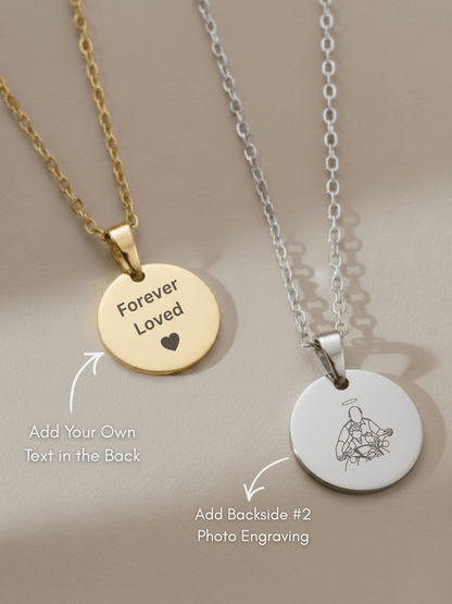 Memorial Custom Engraved Photo Circle Necklace - Soulmate Customs