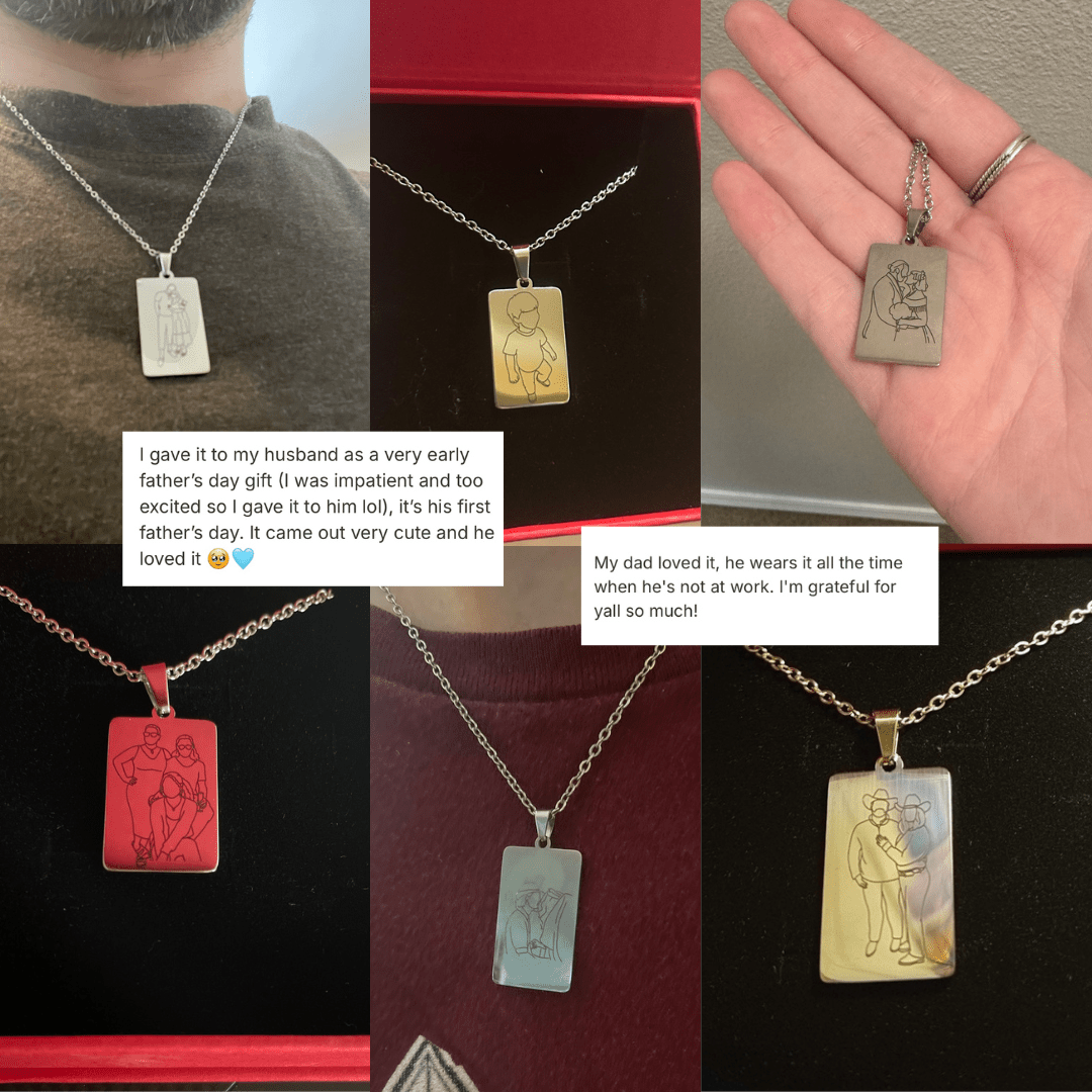 Father's Day Custom Soulmate© Tag Outline Necklace - Soulmate Customs