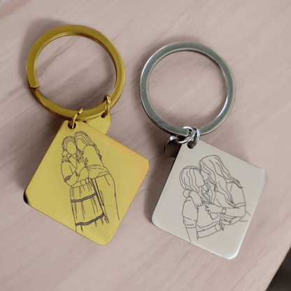 Outlined Mother's Day Square Keychain - Soulmate Customs