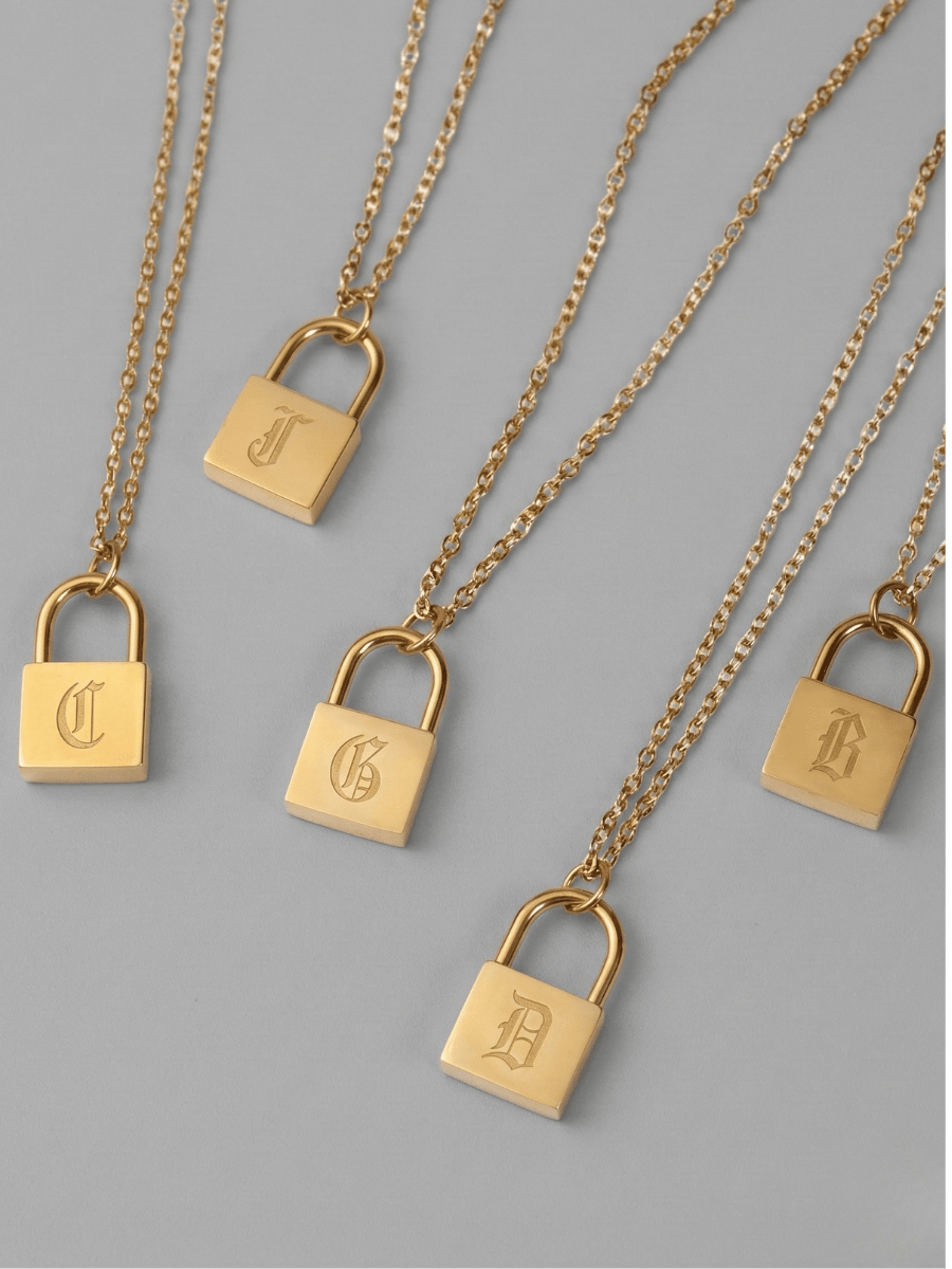 Initial Engraved Padlock Necklace - Soulmate Customs