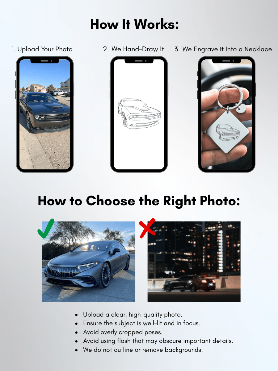 Automobile Custom Engraved Photo Keychain - Soulmate Customs