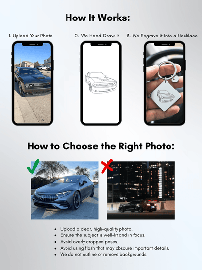 Automobile Custom Engraved Photo Keychain - Soulmate Customs