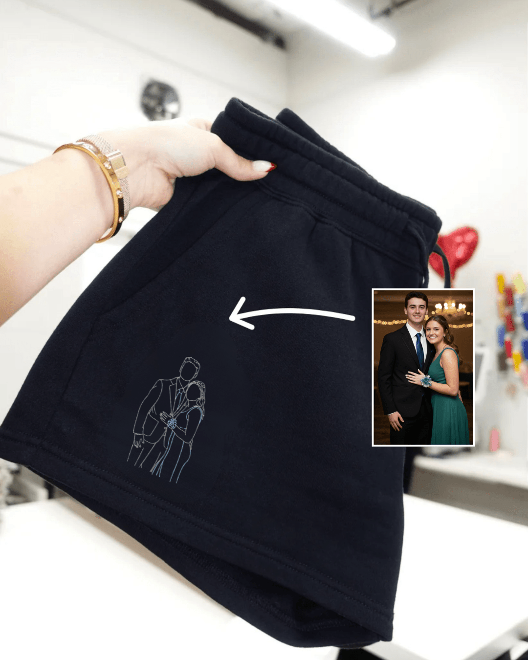 Custom Embroidered Photo Women's Shorts - Soulmate Customs