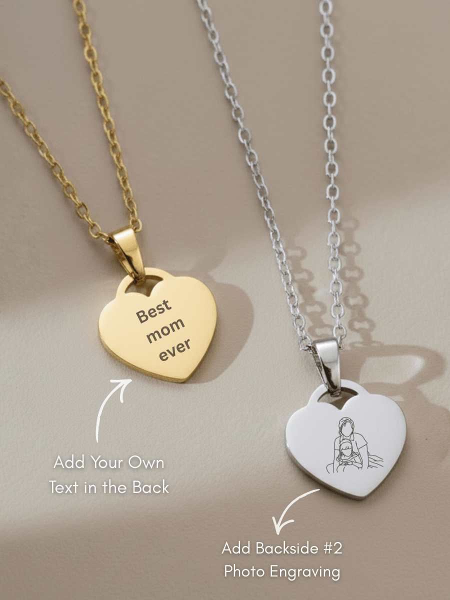 Mom Custom Engraved Photo Heart Necklace - Soulmate Customs