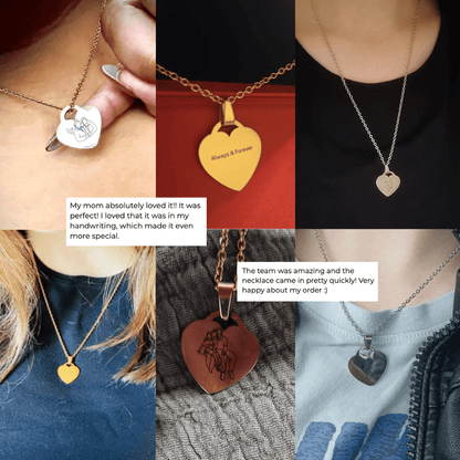 Outlined Mother's Day Heart Necklace - Soulmate Customs