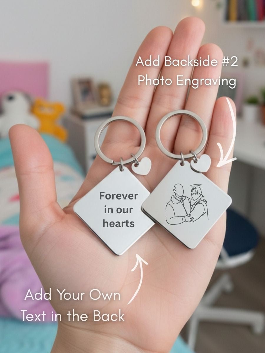 Memorial Custom Engraved Photo Keychain - Soulmate Customs