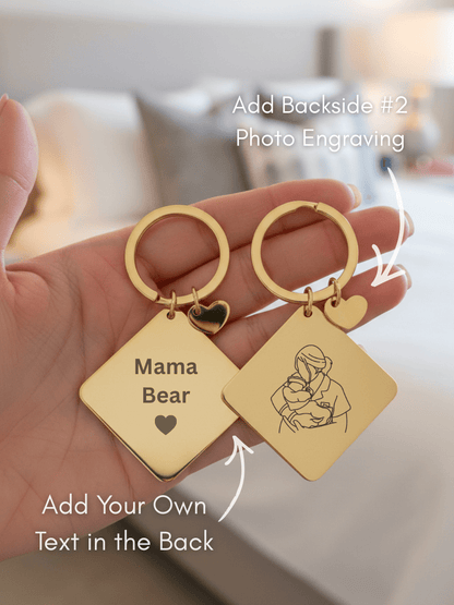 Mom Custom Engraved Photo Keychain - Soulmate Customs