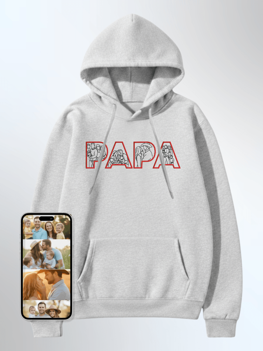Papa Custom Embroidered Photo Hoodie - Soulmate Customs