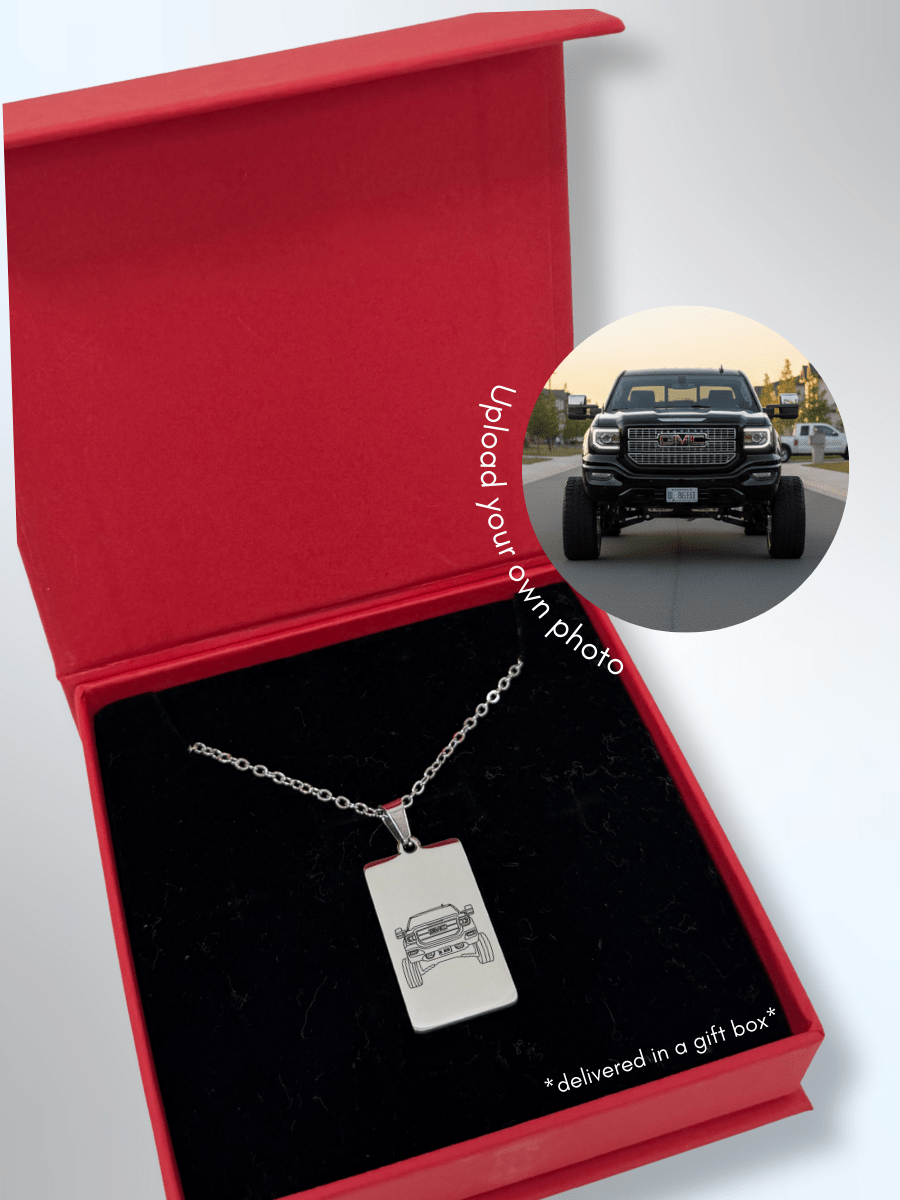 Automobile Custom Engraved Photo Tag Necklace - Soulmate Customs
