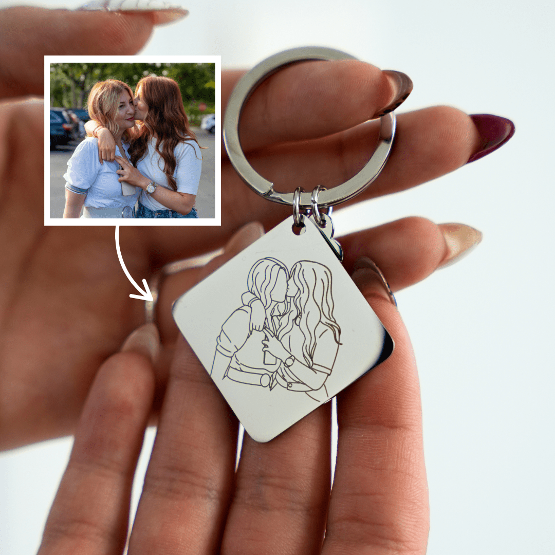 Outlined Mother's Day Square Keychain - Soulmate Customs