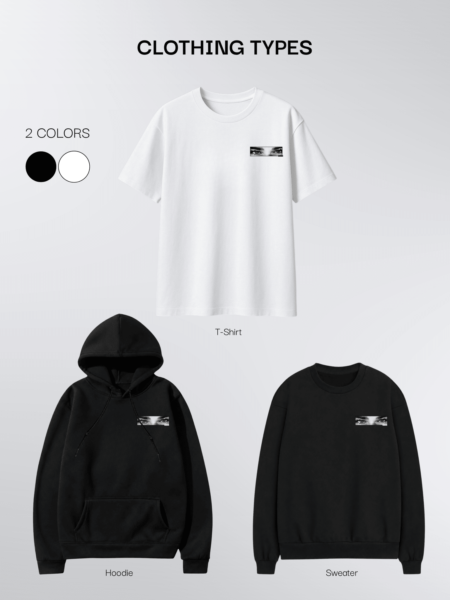 Personalized Eyes + Name T-Shirt, Sweatshirt & Hoodie | Custom Photo Shirt - Soulmate Customs