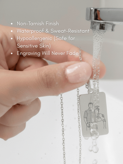 Memorial Custom Engraved Photo Tag Necklace - Soulmate Customs