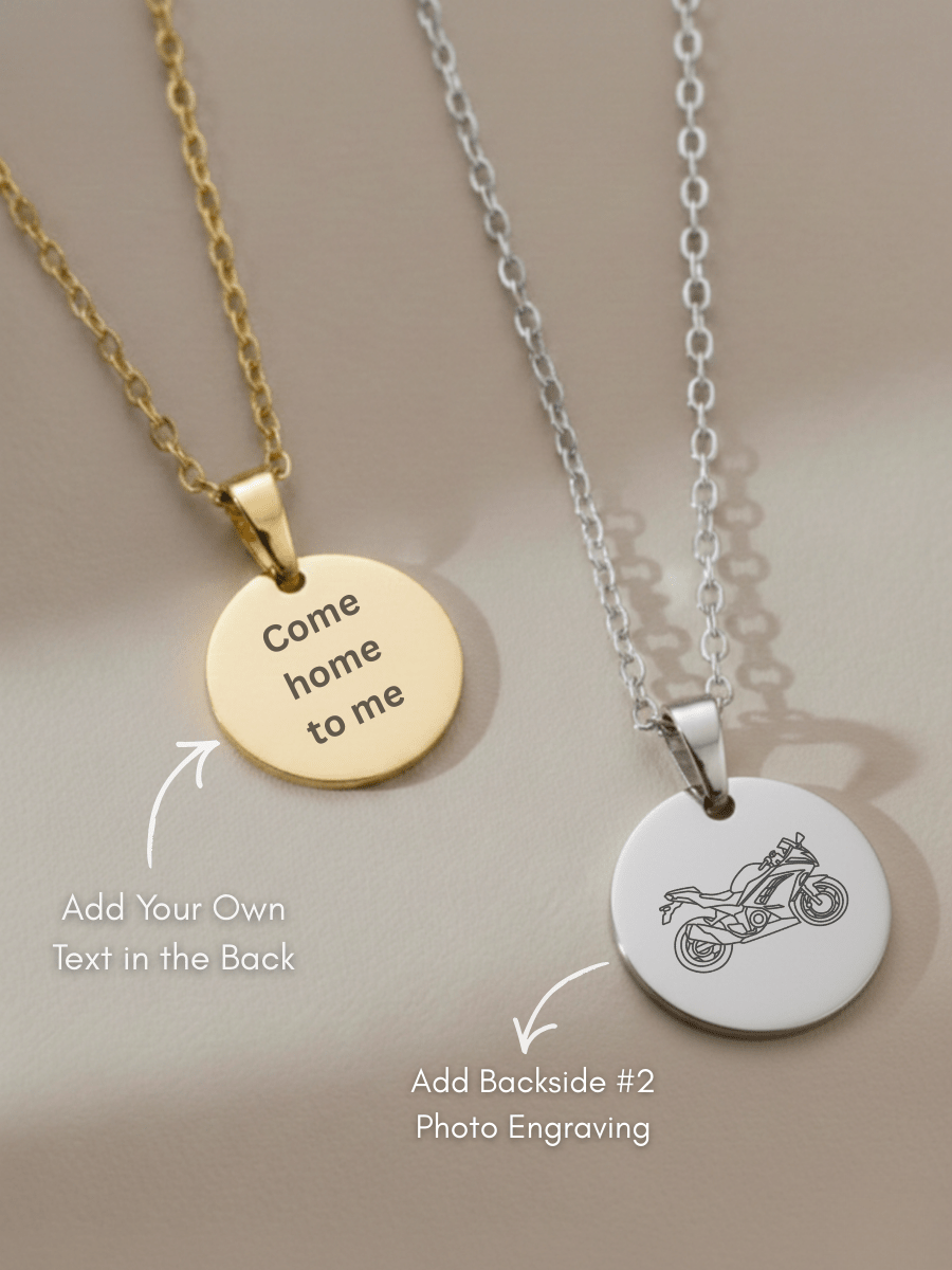 Automobile Custom Engraved Photo Circle Necklace - Soulmate Customs