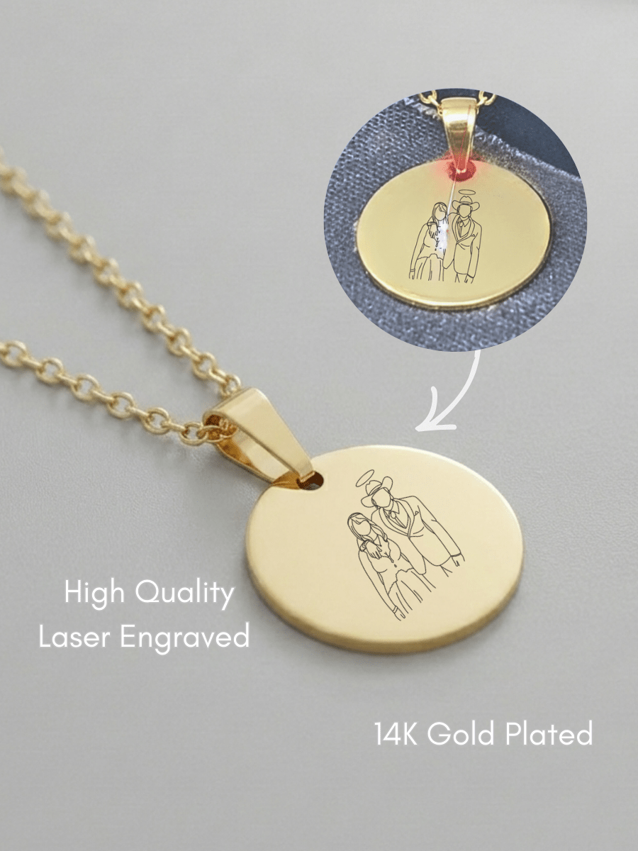 Memorial Custom Engraved Photo Circle Necklace - Soulmate Customs