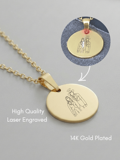 Memorial Custom Engraved Photo Circle Necklace - Soulmate Customs