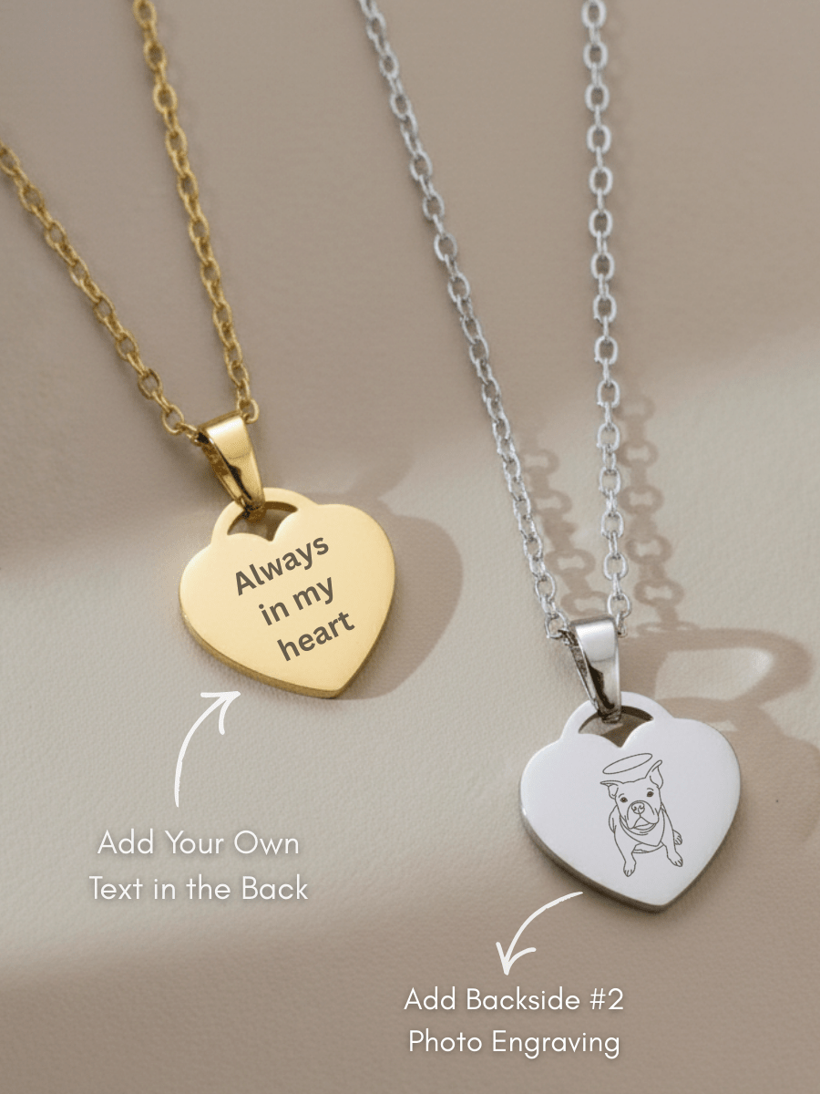 Pet Photo Engraved Heart Necklace - Soulmate Customs