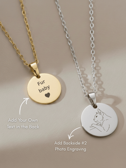 Pet Photo Engraved Circle Necklace - Soulmate Customs