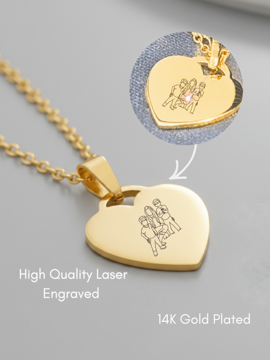 Mom Custom Engraved Photo Heart Necklace - Soulmate Customs