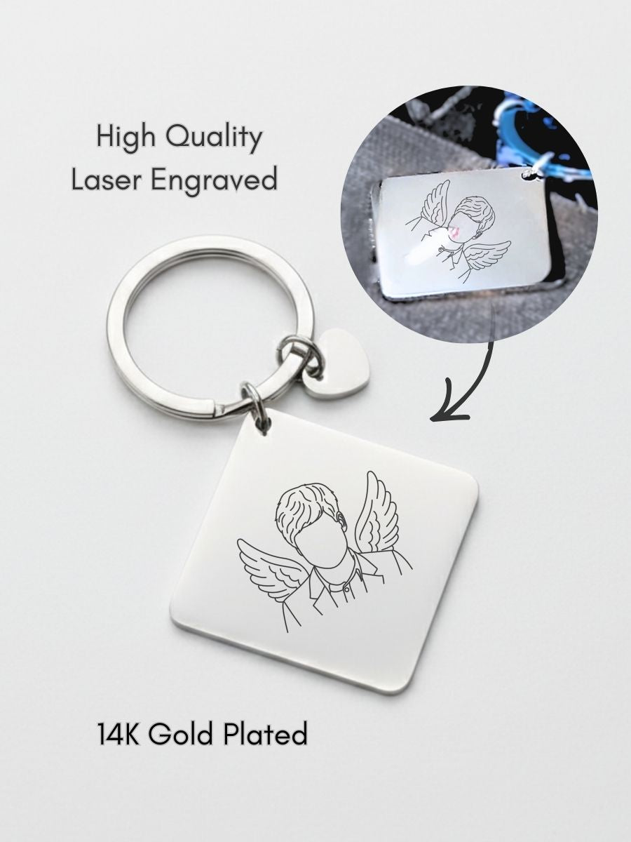 Memorial Custom Engraved Photo Keychain - Soulmate Customs