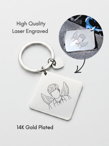 Memorial Custom Engraved Photo Keychain - Soulmate Customs