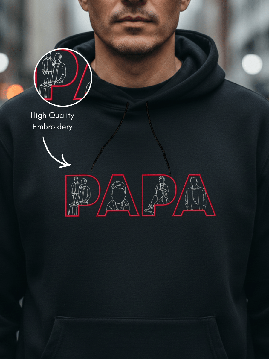 Papa Custom Embroidered Photo Hoodie - Soulmate Customs