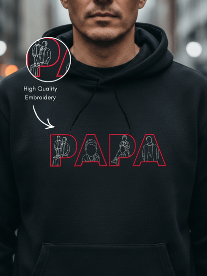 Papa Custom Embroidered Photo Hoodie - Soulmate Customs