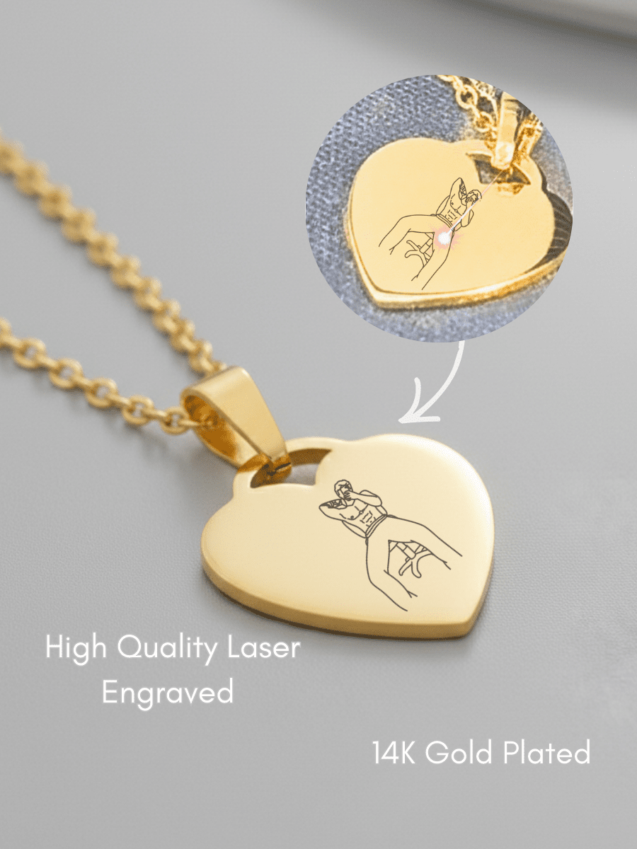 Spicy Custom Engraved Photo Heart Necklace - Soulmate Customs