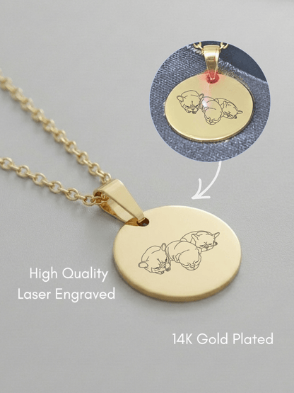 Pet Photo Engraved Circle Necklace - Soulmate Customs