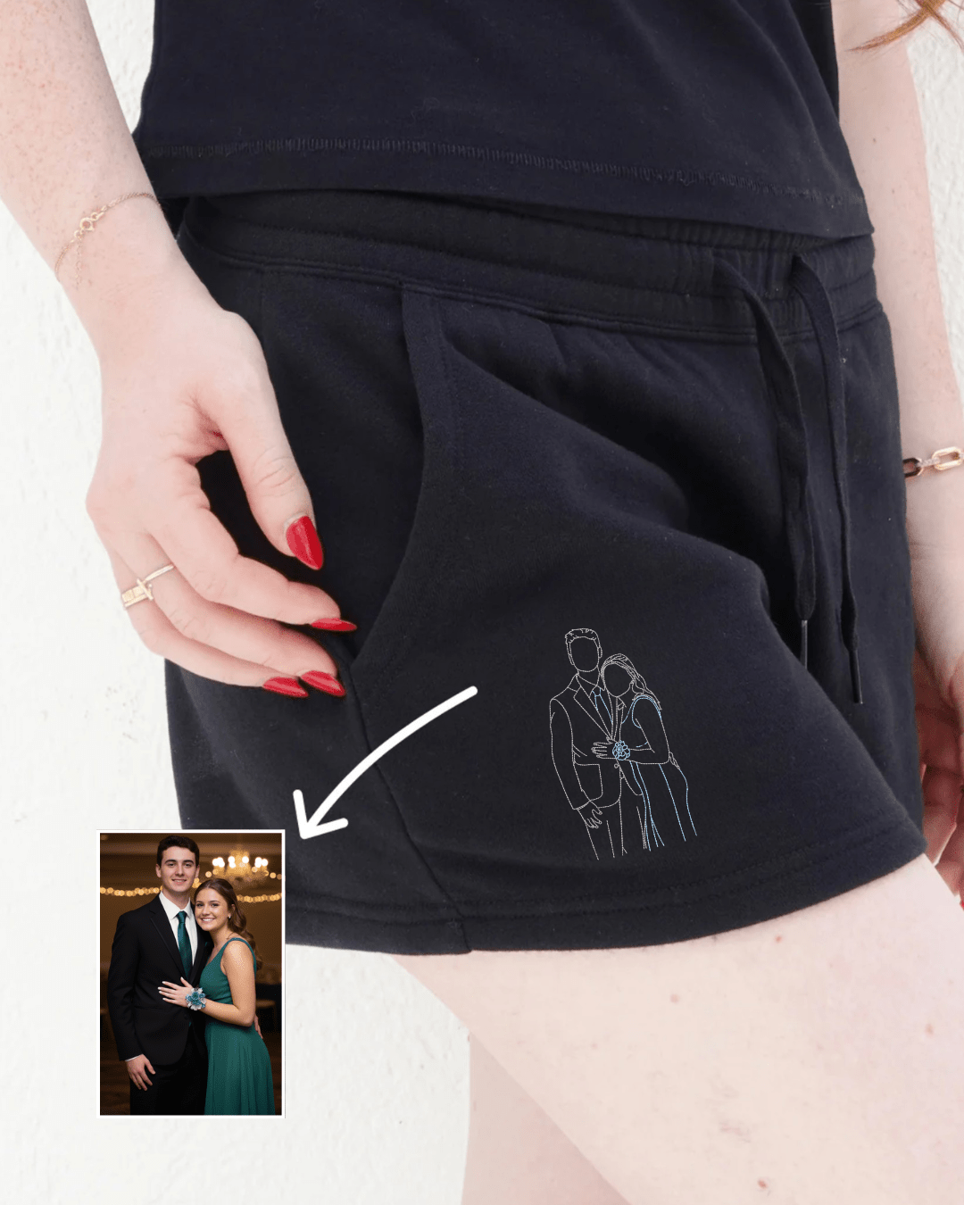 Custom Embroidered Photo Women's Shorts - Soulmate Customs