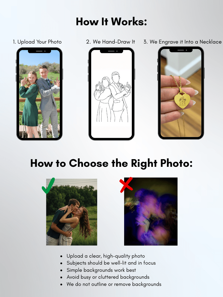 Soulmate Custom Engraved Photo Heart Necklace - Soulmate Customs