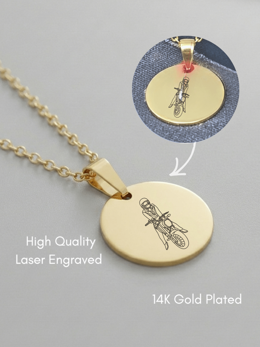 Automobile Custom Engraved Photo Circle Necklace - Soulmate Customs