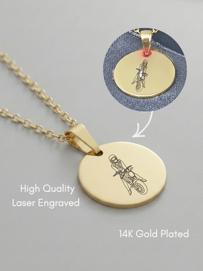 Automobile Custom Engraved Photo Circle Necklace - Soulmate Customs