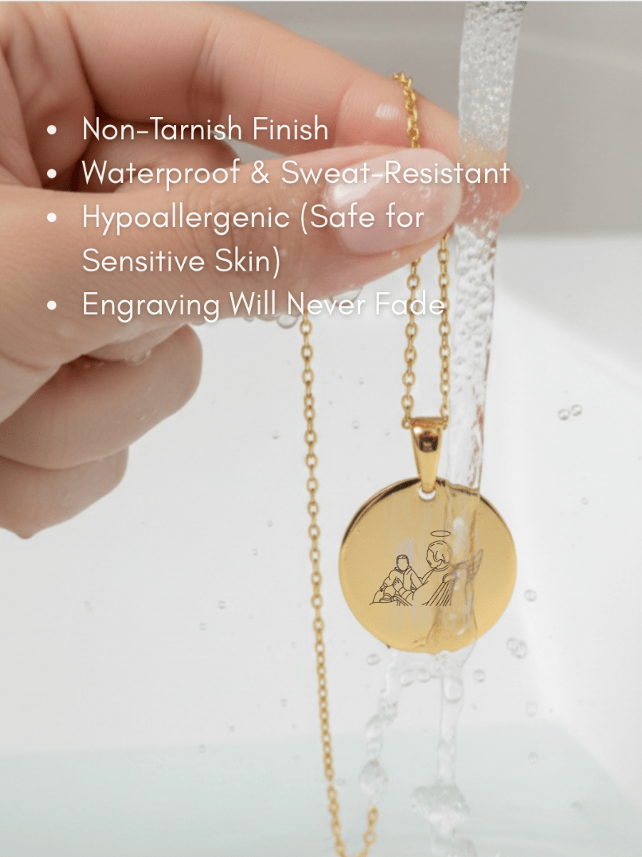 Memorial Custom Engraved Photo Circle Necklace - Soulmate Customs
