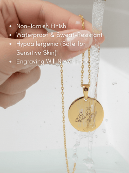 Memorial Custom Engraved Photo Circle Necklace - Soulmate Customs