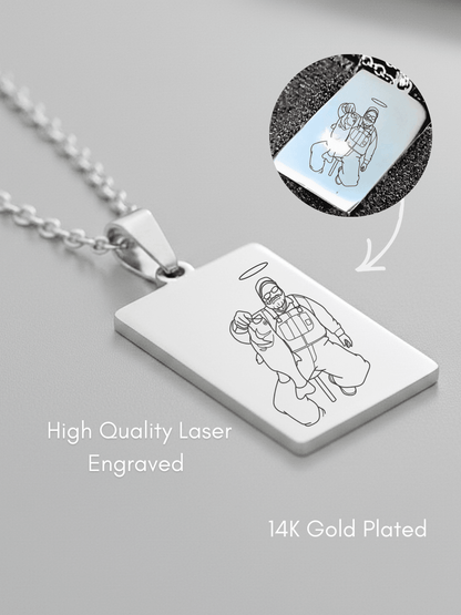 Memorial Custom Engraved Photo Tag Necklace - Soulmate Customs